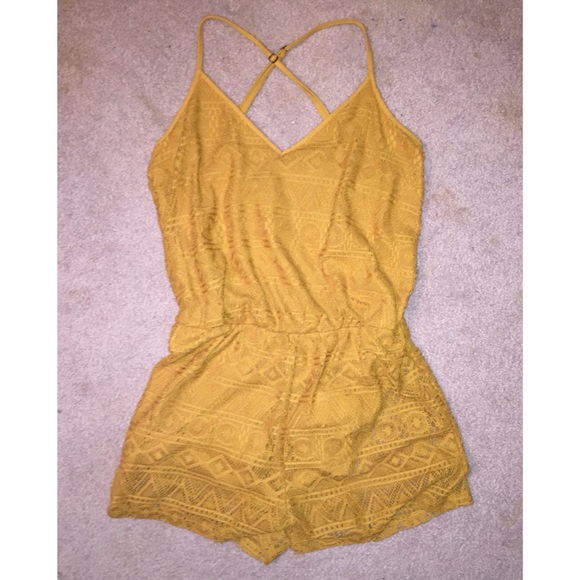 Forever 21 Other - Mustard Romper with Criss-Cross back